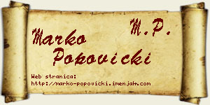 Marko Popovicki vizit kartica